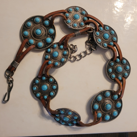 Blue and Brown Turquoise Stone Bracelet - Picture 3 of 14